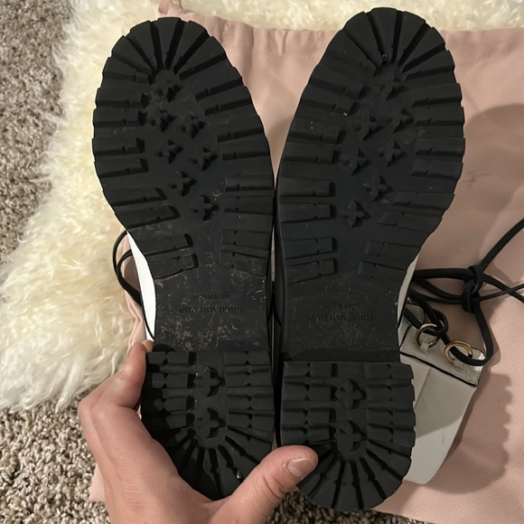 Stuart Weitzman Round Toe Block Heel Lace-Up Leather Combat Boots (size 8) - Picture 12 of 14